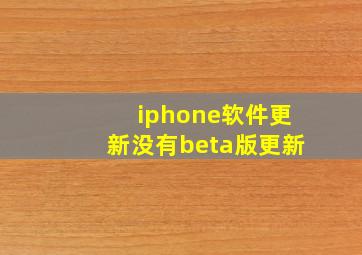 iphone软件更新没有beta版更新