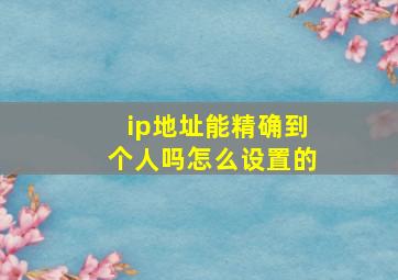 ip地址能精确到个人吗怎么设置的