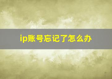 ip账号忘记了怎么办