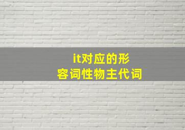 it对应的形容词性物主代词