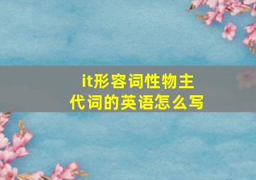 it形容词性物主代词的英语怎么写