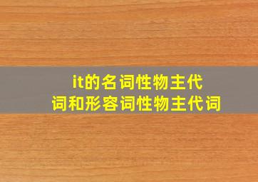 it的名词性物主代词和形容词性物主代词