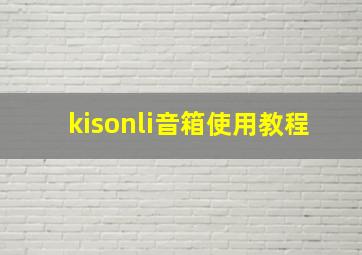 kisonli音箱使用教程