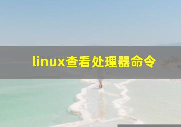 linux查看处理器命令