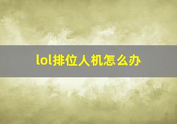 lol排位人机怎么办