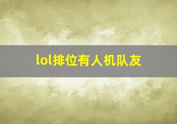 lol排位有人机队友