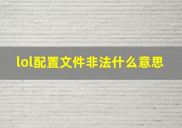 lol配置文件非法什么意思