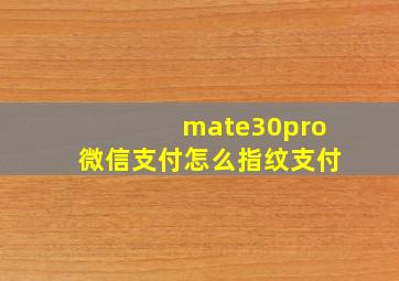 mate30pro微信支付怎么指纹支付