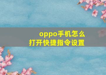 oppo手机怎么打开快捷指令设置