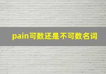 pain可数还是不可数名词