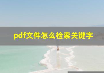 pdf文件怎么检索关键字