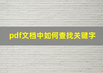 pdf文档中如何查找关键字