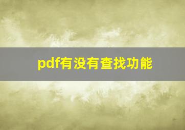 pdf有没有查找功能