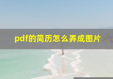 pdf的简历怎么弄成图片