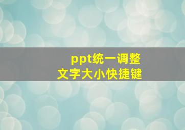 ppt统一调整文字大小快捷键