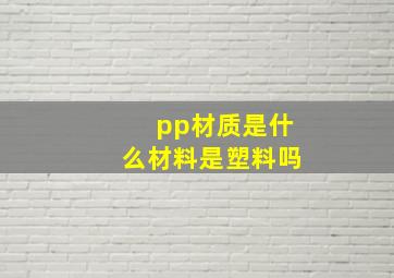 pp材质是什么材料是塑料吗