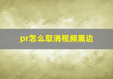 pr怎么取消视频黑边