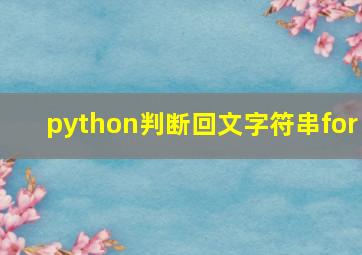 python判断回文字符串for