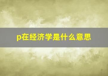 p在经济学是什么意思