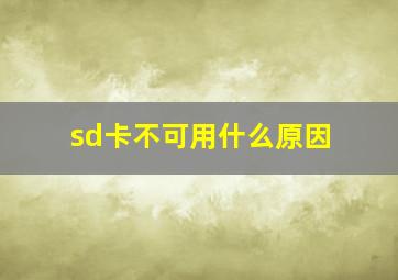 sd卡不可用什么原因