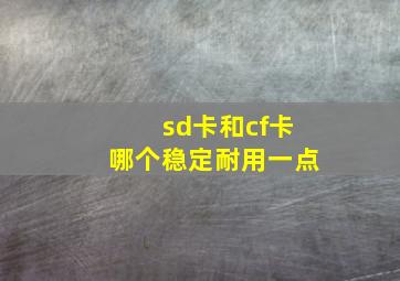 sd卡和cf卡哪个稳定耐用一点