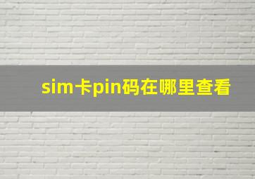 sim卡pin码在哪里查看