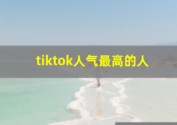 tiktok人气最高的人