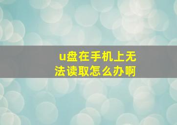 u盘在手机上无法读取怎么办啊