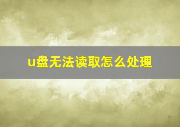 u盘无法读取怎么处理