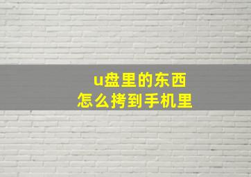 u盘里的东西怎么拷到手机里