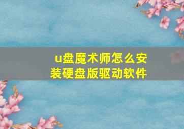 u盘魔术师怎么安装硬盘版驱动软件