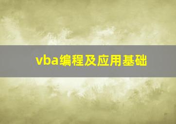 vba编程及应用基础