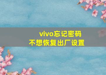 vivo忘记密码不想恢复出厂设置