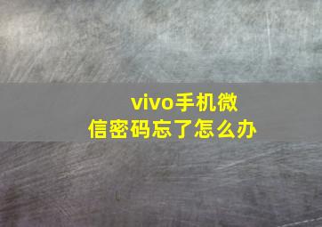 vivo手机微信密码忘了怎么办