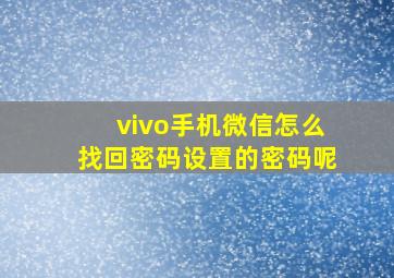 vivo手机微信怎么找回密码设置的密码呢