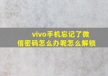 vivo手机忘记了微信密码怎么办呢怎么解锁