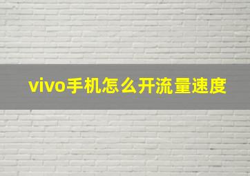 vivo手机怎么开流量速度