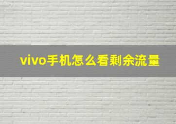 vivo手机怎么看剩余流量