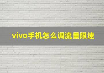 vivo手机怎么调流量限速