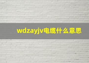 wdzayjv电缆什么意思