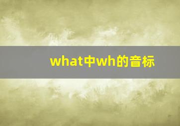 what中wh的音标