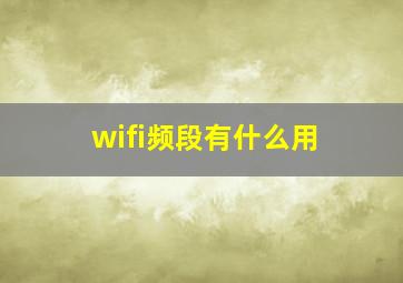 wifi频段有什么用