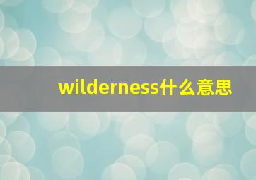 wilderness什么意思