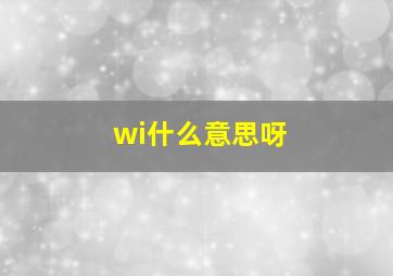 wi什么意思呀