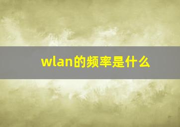 wlan的频率是什么