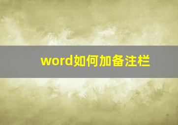 word如何加备注栏