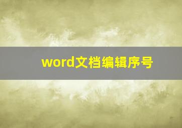 word文档编辑序号