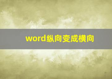 word纵向变成横向