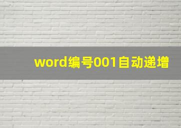 word编号001自动递增