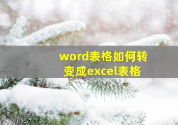 word表格如何转变成excel表格